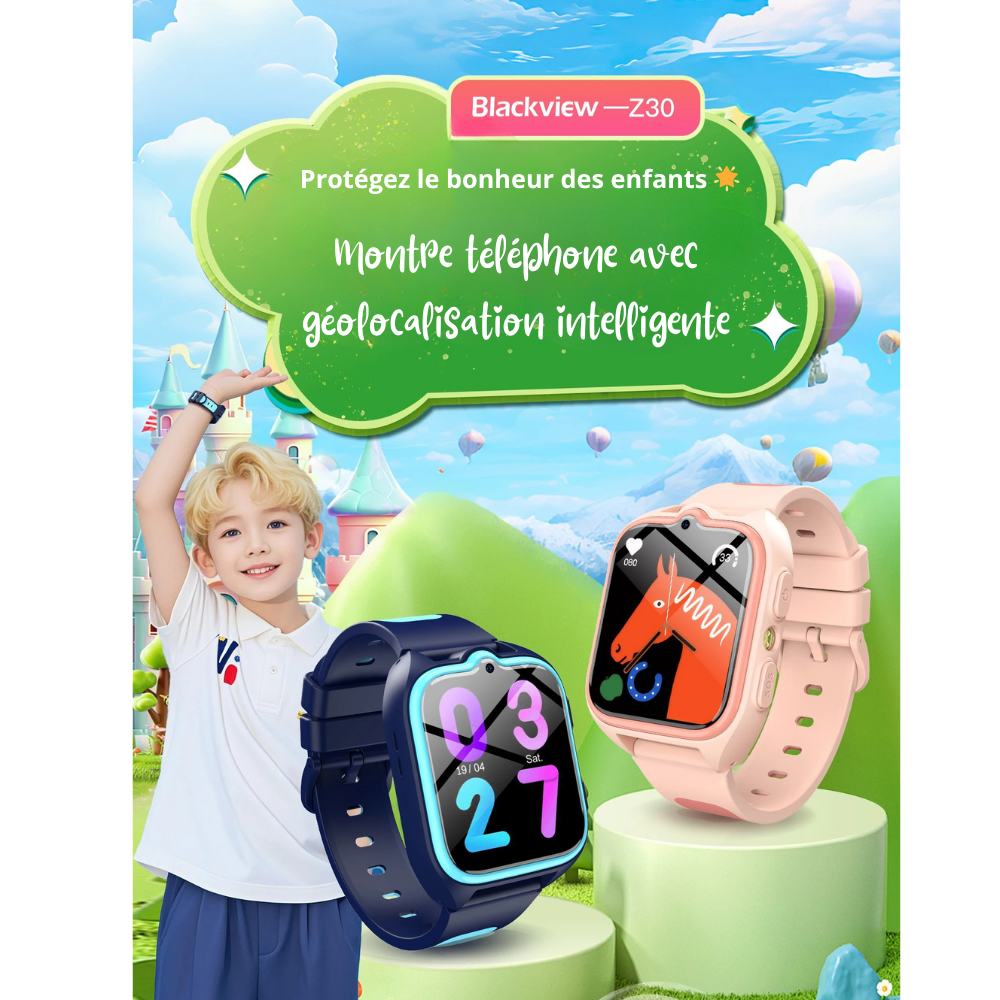 Nouvelle Montre Connectée Enfant Blackview Z30 4G – GPS, Appel, Étanche & Bouton SOS | Suivi et Sécurité Totale