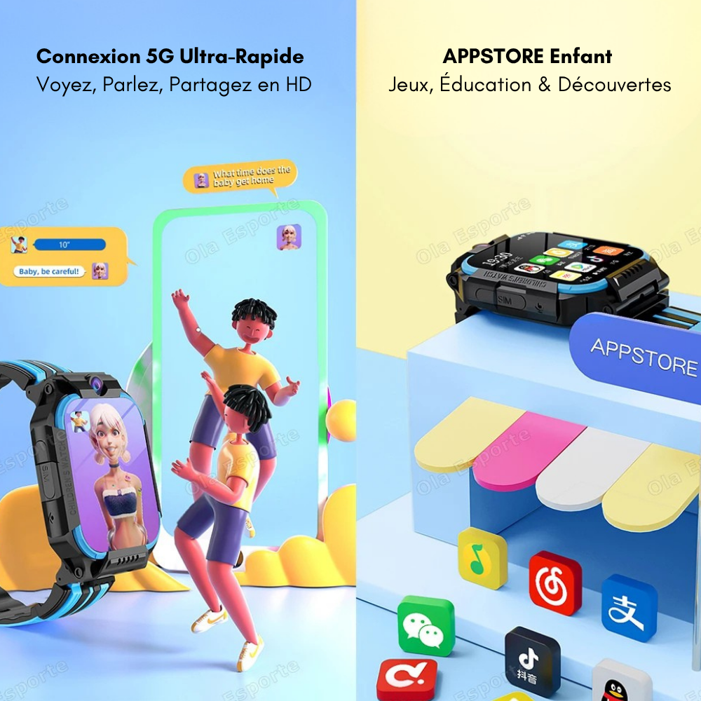SmartKid Pro - Montre connectée enfant 5G GPS avec appels vidéo et suivi d’activité intelligent