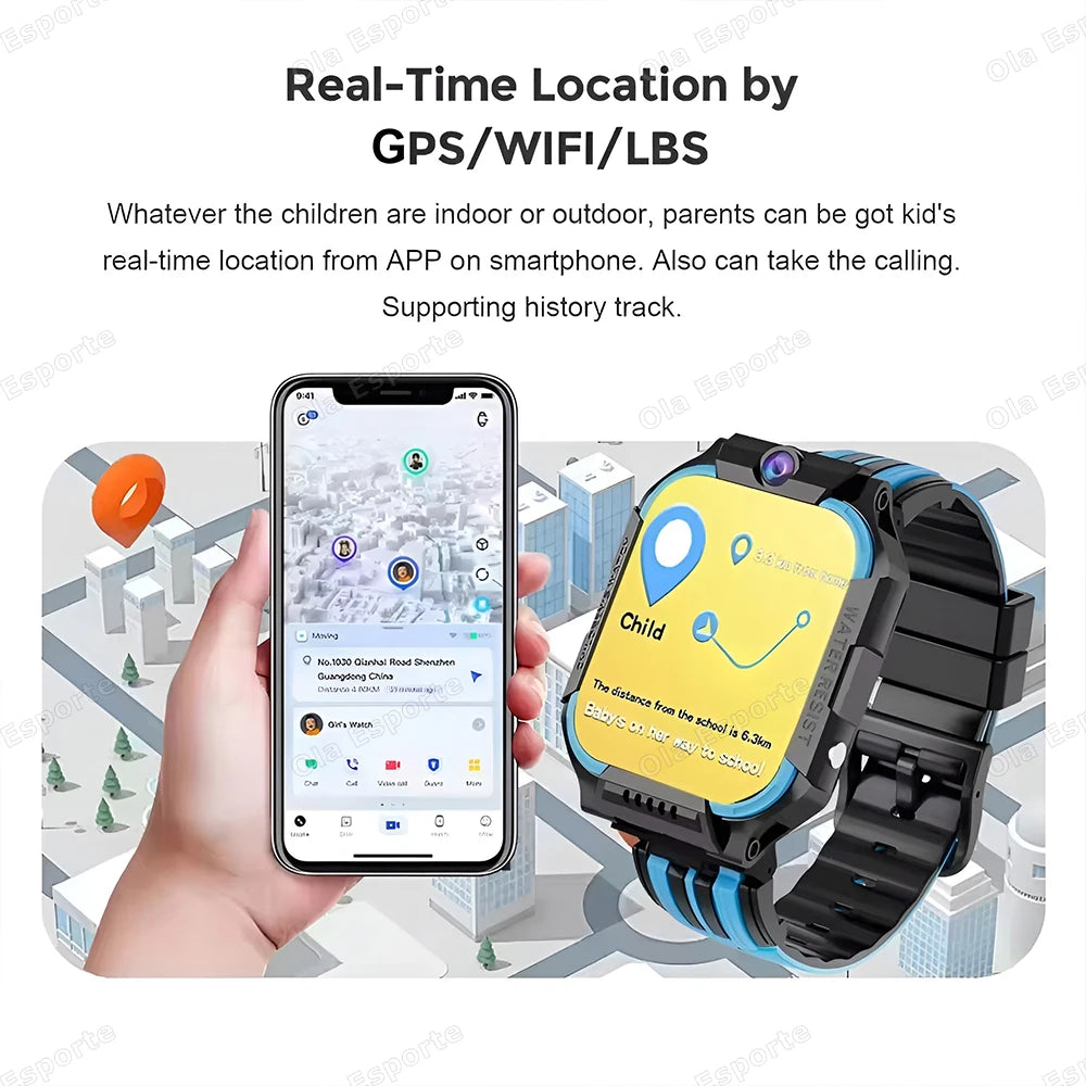 For Android IOS Kids 5G Smart Watch SOS GPS Location Sim Card Call Camera Child Smartwatch 1.83” WIFI Waterproof Watches Gifts