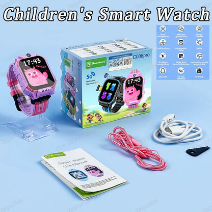 For Android IOS Kids 5G Smart Watch SOS GPS Location Sim Card Call Camera Child Smartwatch 1.83” WIFI Waterproof Watches Gifts