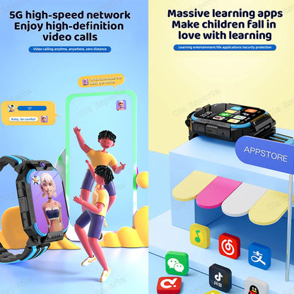 For Android IOS Kids 5G Smart Watch SOS GPS Location Sim Card Call Camera Child Smartwatch 1.83” WIFI Waterproof Watches Gifts